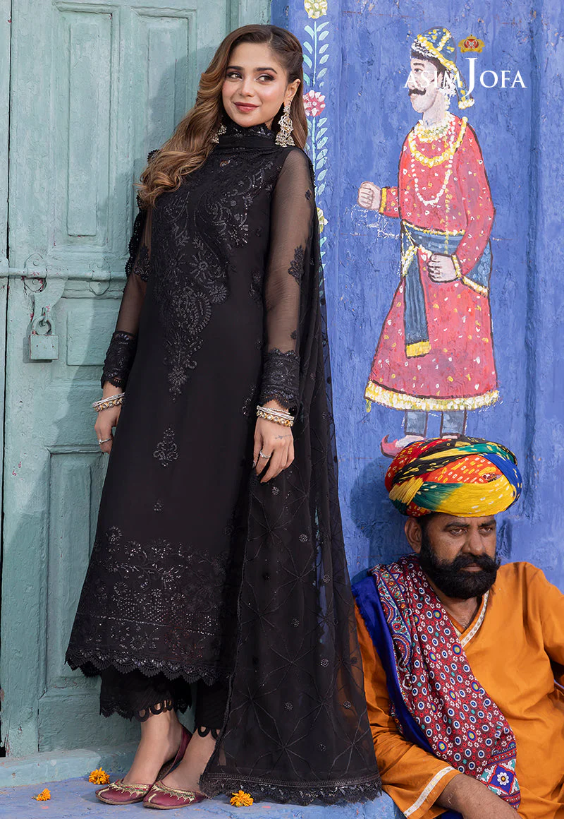 AJABD-04 EMBROIDERED CHIFFON STITCHED 3 PCS - Image 5