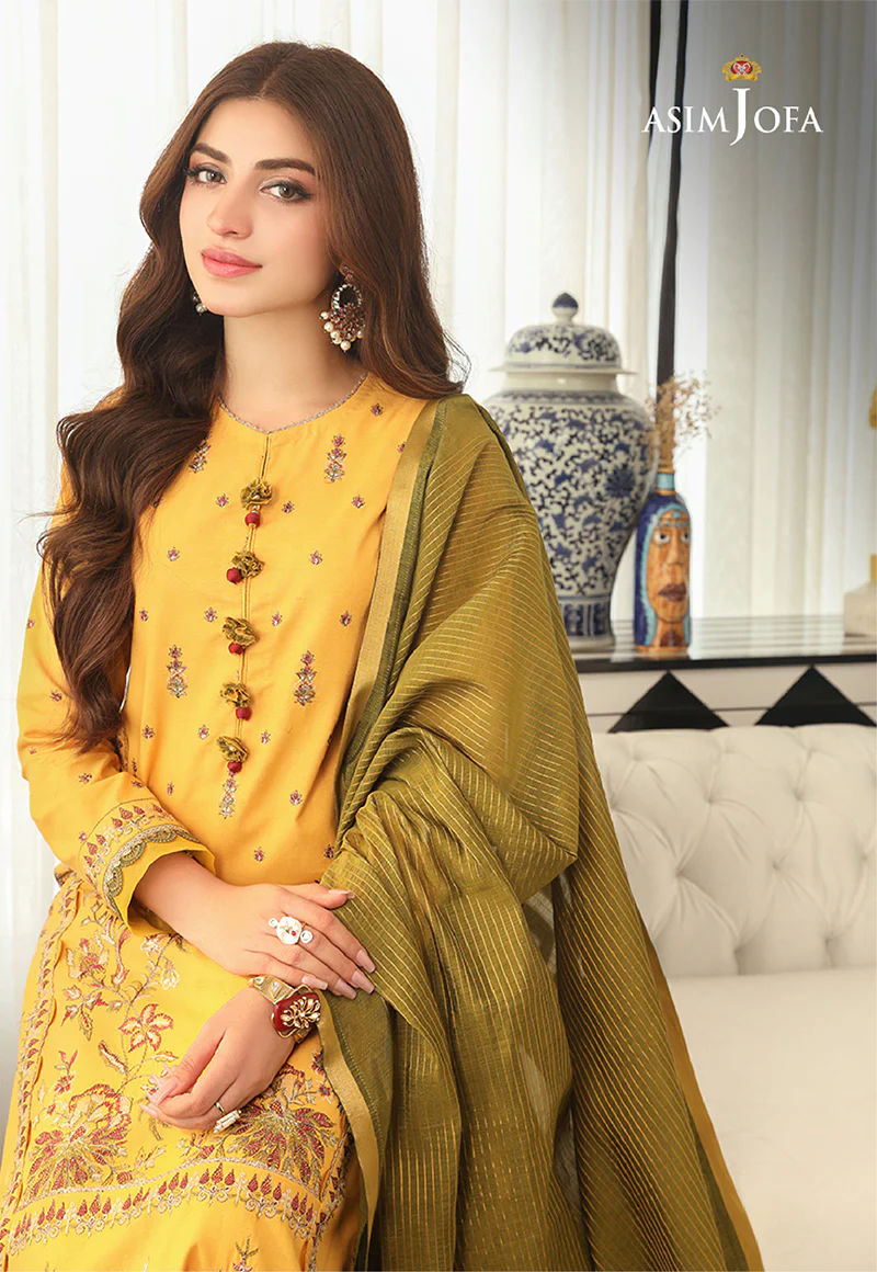AJAI-12 EMBROIDERED SLUB LAWN 3 PCS - Image 4
