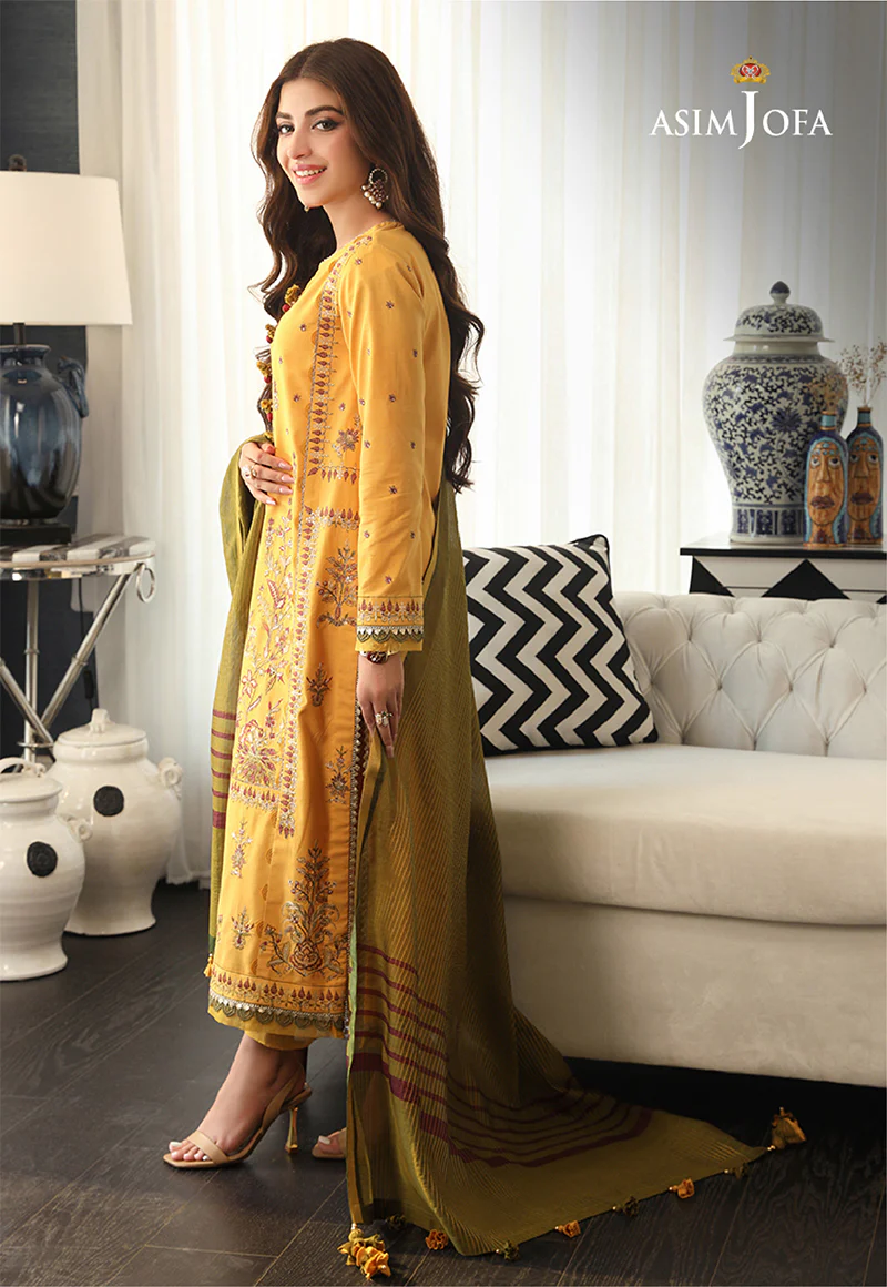 AJAI-12 EMBROIDERED SLUB LAWN 3 PCS - Image 5