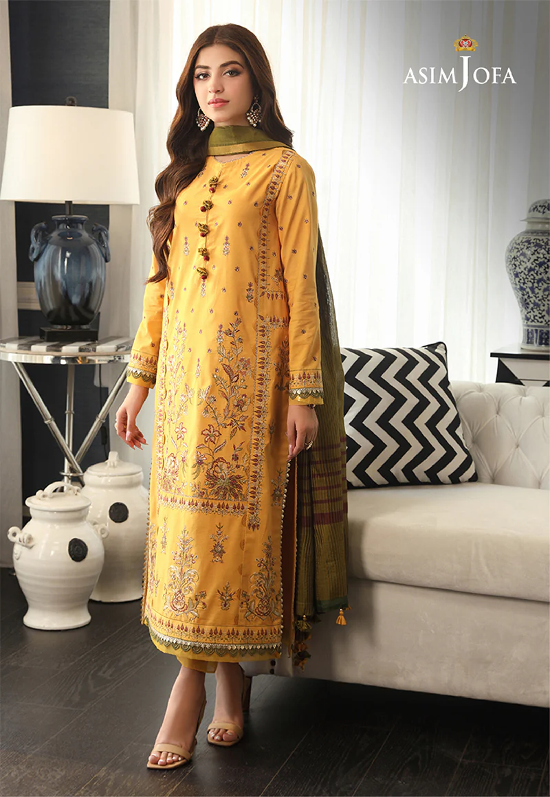 AJAI-12 EMBROIDERED SLUB LAWN 3 PCS - Image 7