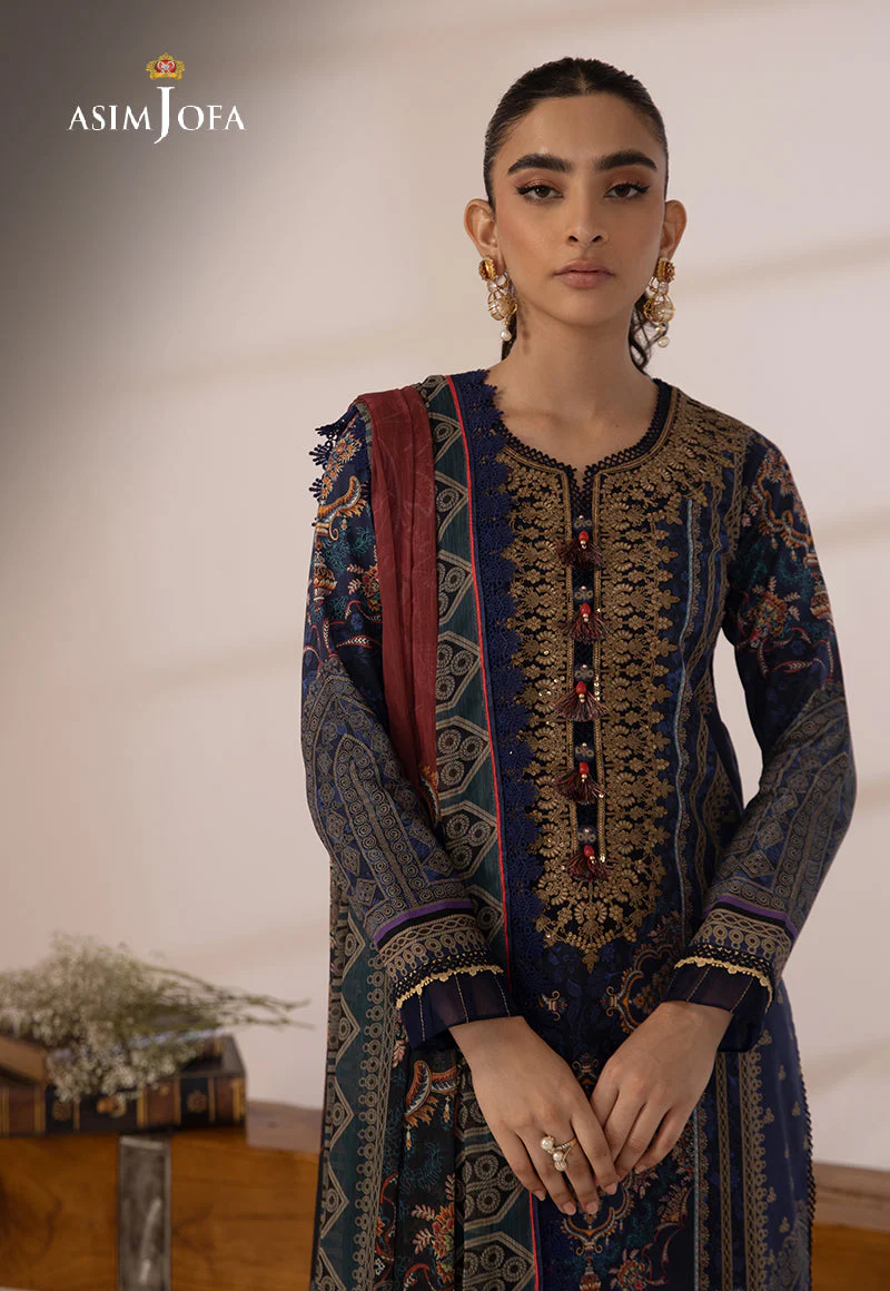 AJBPD-13 DESIGNERS EMBROIDERED STITCHED 3 PCS - Image 2