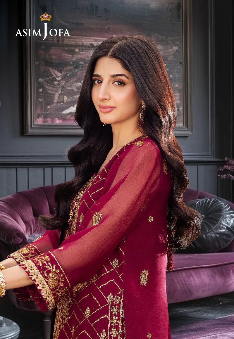AJCFP-01 EMBROIDERED CHIFFON STITCHED 3 PCS - Image 2