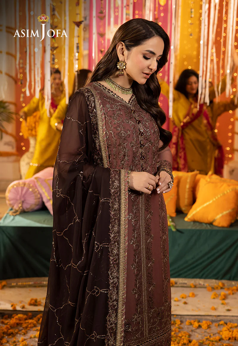AJDAP-14 EMBROIDERED CHIFFON STITCHED 3 PCS - Image 6