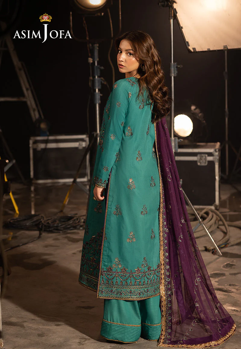 AJFOD-08 EMBROIDERED SILK  Stitched 3 PCS - Image 2