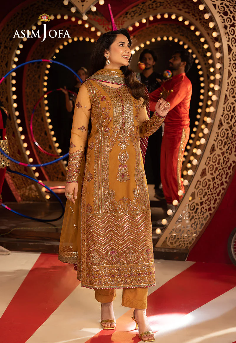 AJFOD-06 EMBROIDERED NET Stitched 3 PCS - Image 3