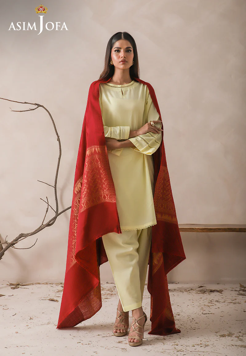 AJHS-12 ZARI BORDER JACQUARD SHAWL 1 PC - Image 2