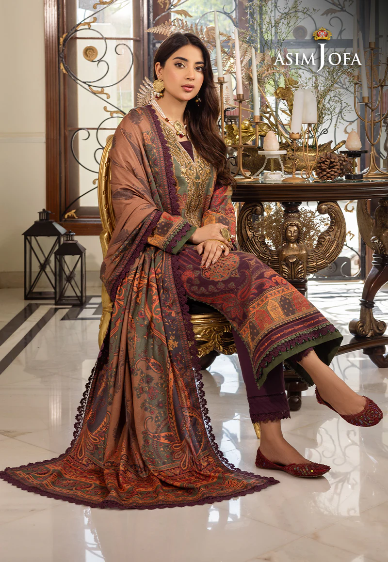 AJIW-07 EMBROIDERED KHADDAR 3 PCS - Image 3
