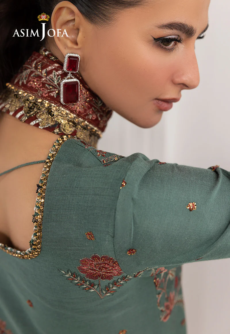 AJIZL-07 EMBROIDERED COTTON SILK UNSTITCHED 3 PCS - Image 5