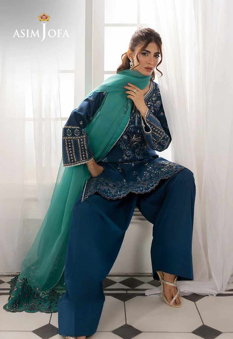 AJIZLD-18 EMBROIDERED SILK Stitched 3 PCS - Image 5