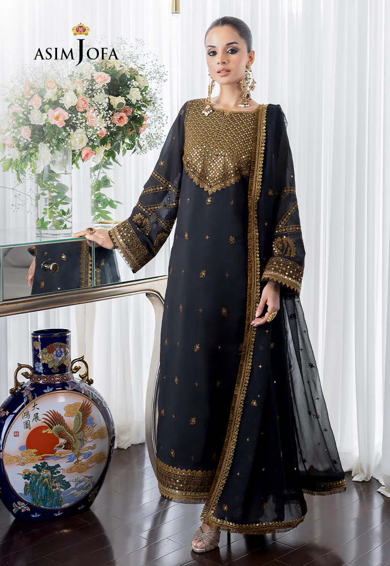 AJJM-14 EMBROIDERED CHANDERI COTTON 3 PCS