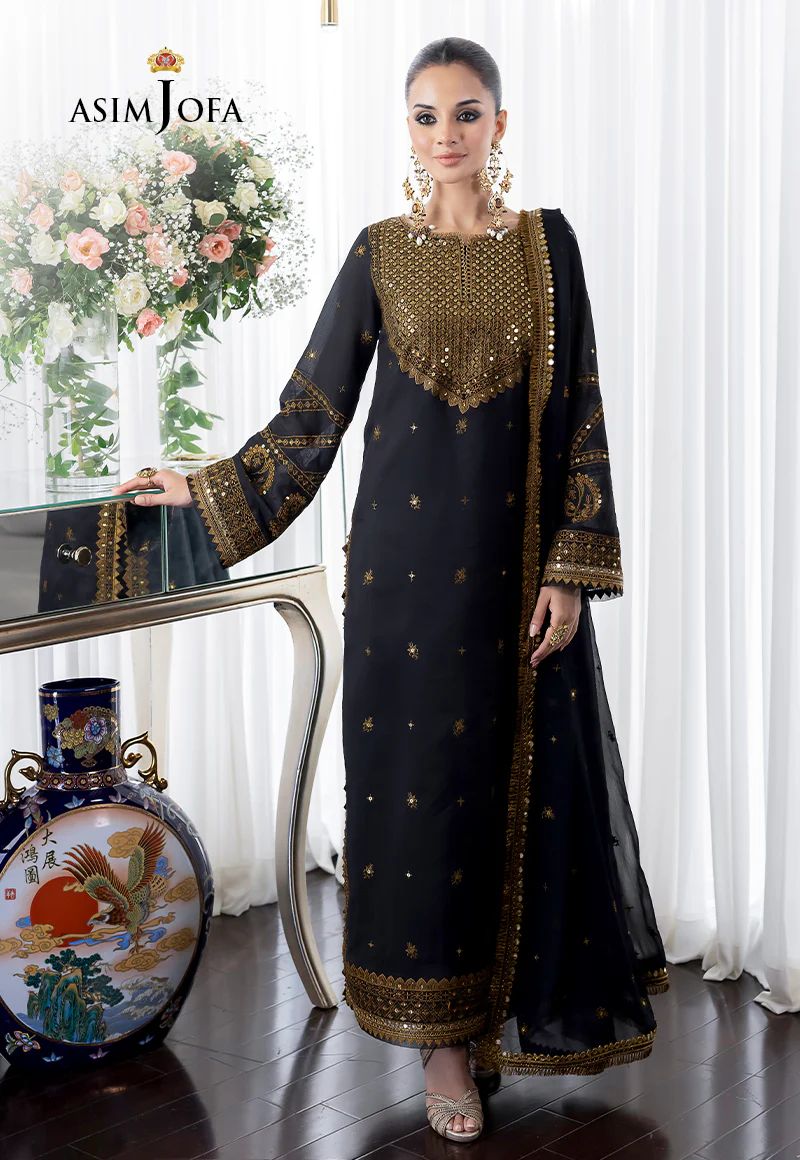 AJJM-14 EMBROIDERED CHANDERI COTTON 3 PCS - Image 10