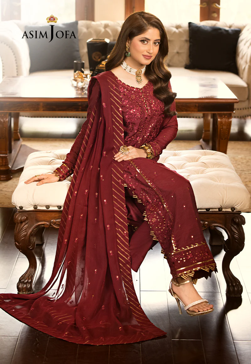 AJJM-15 EMBROIDERED CHANDERI COTTON 3 PCS - Image 4