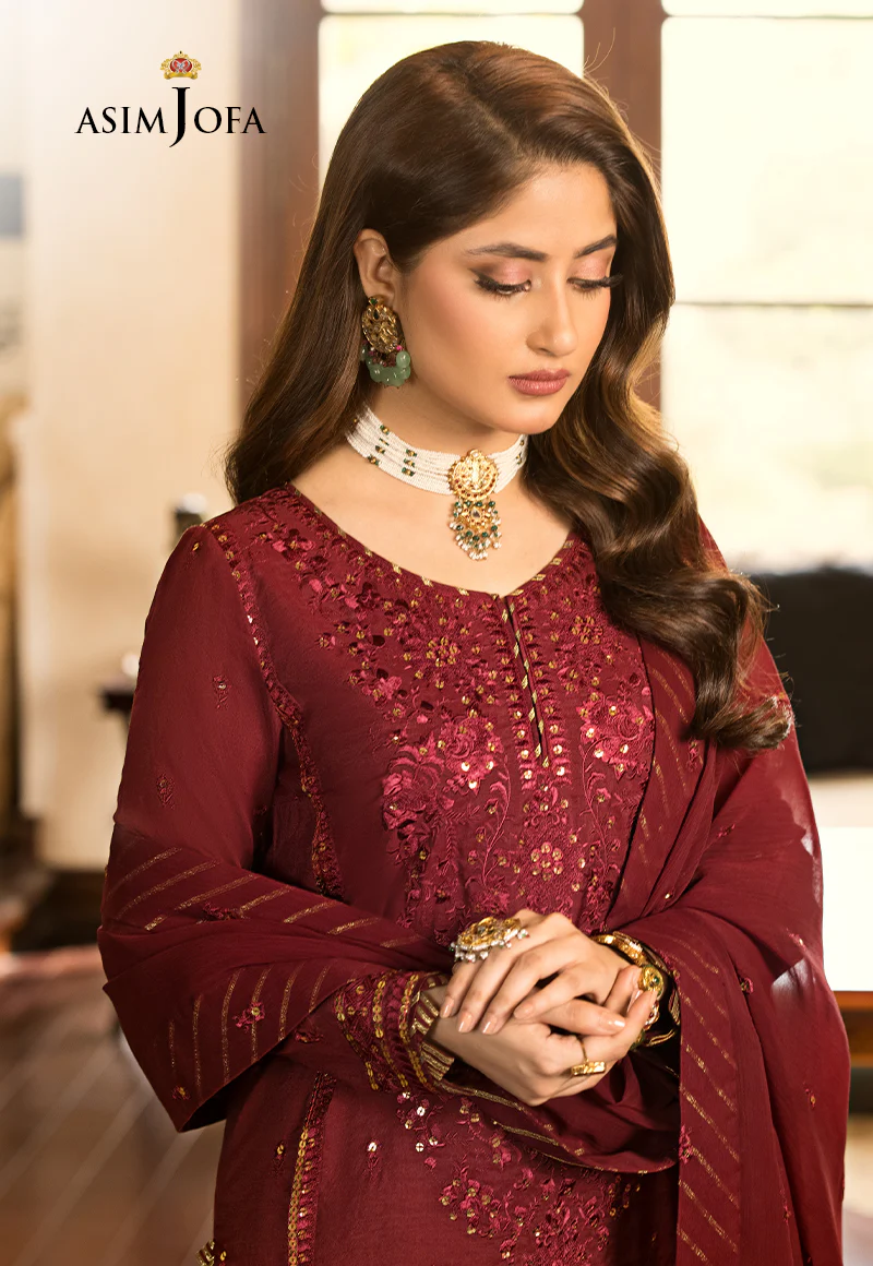 AJJM-15 EMBROIDERED CHANDERI COTTON 3 PCS - Image 5
