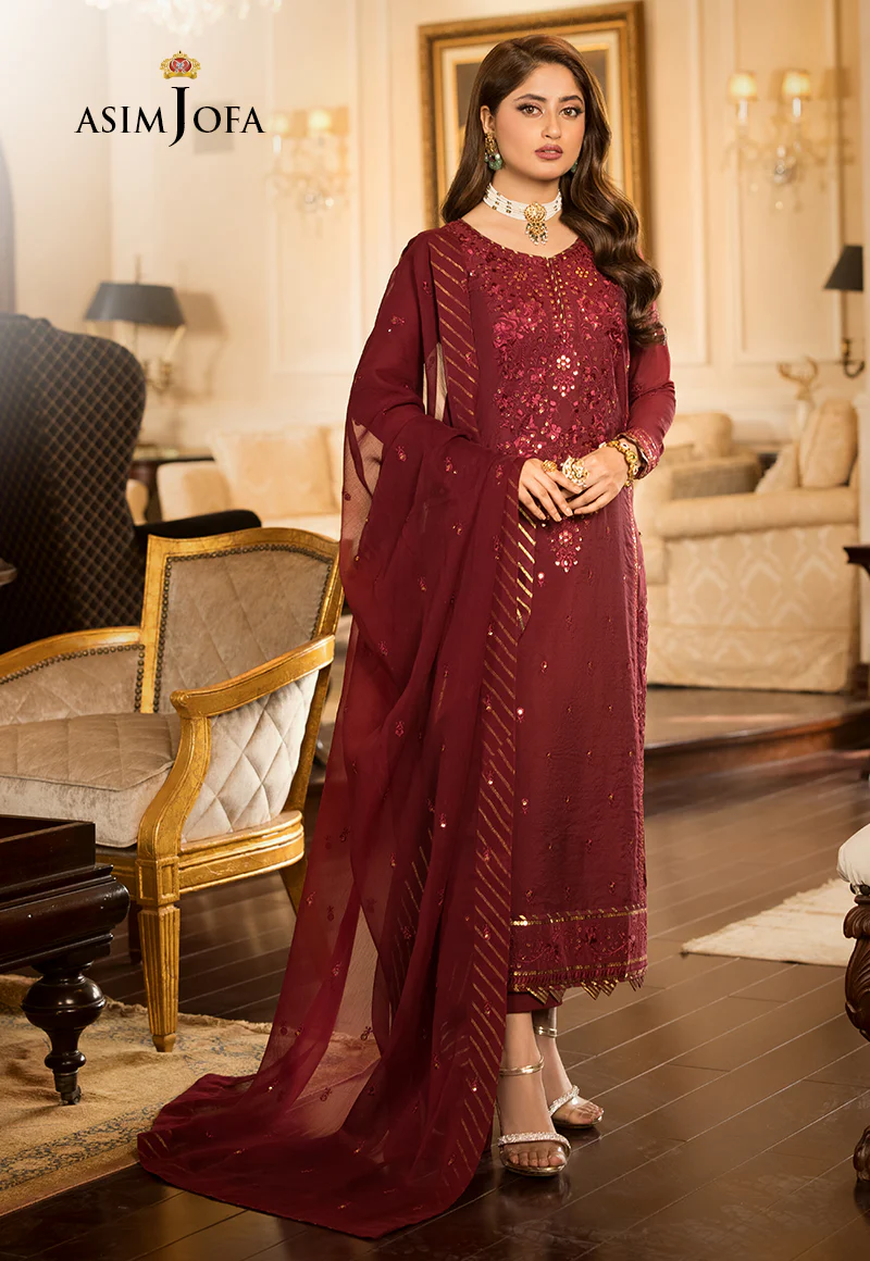 AJJM-15 EMBROIDERED CHANDERI COTTON 3 PCS - Image 7