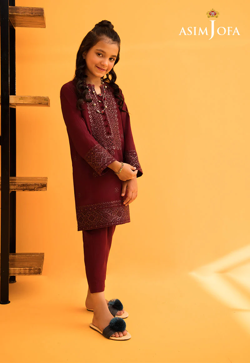 AJKC-08 DESIGNERS STITCHED EMBROIDERED CAMBRIC 2 PCS - Image 4