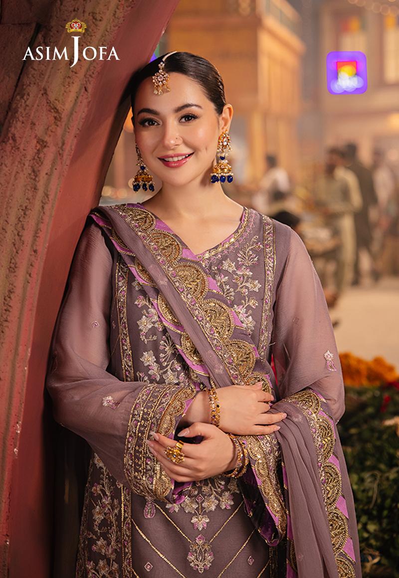 AJKKD-29 EMBROIDERED CHIFFON STITCHED 3 PCS - Image 2