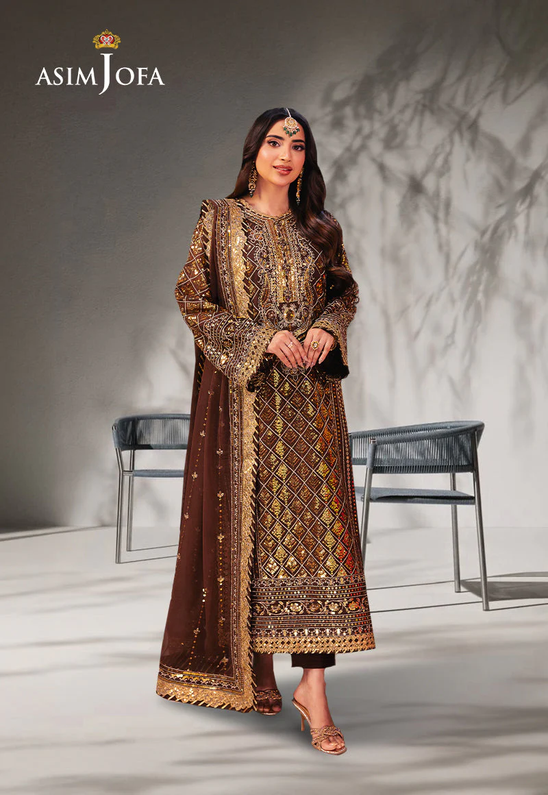 AJKKD-30 EMBROIDERED CHIFFON STITCHED 3 PCS