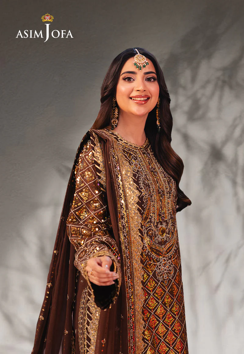 AJKKD-30 EMBROIDERED CHIFFON STITCHED 3 PCS - Image 3