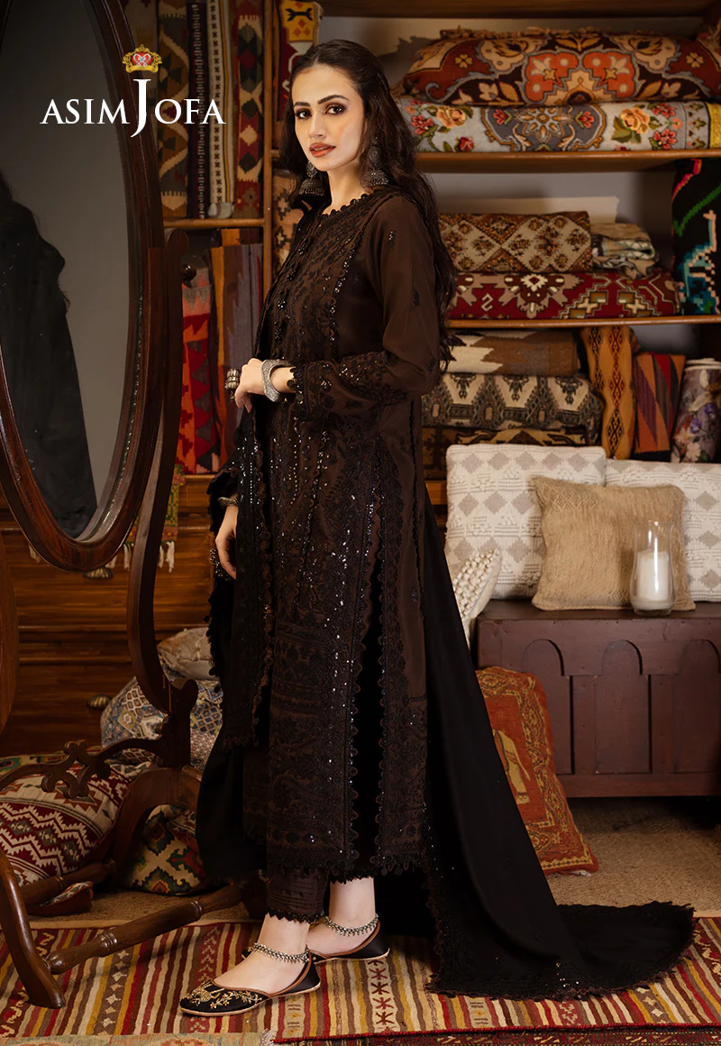 AJKT-04 EMBROIDERED COTTON KARANDI 3 PCS - Image 4