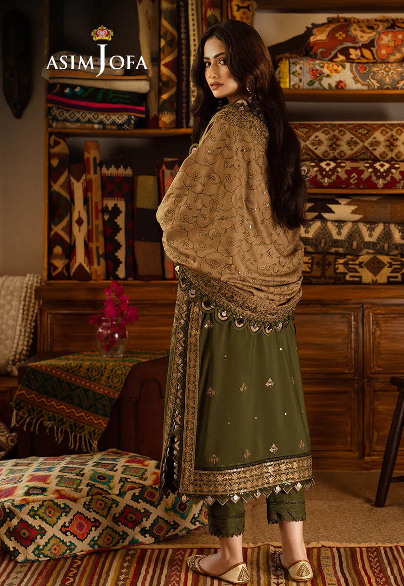 AJKT-07 EMBROIDERED SLUB RAW SILK 3 PCS - Image 2