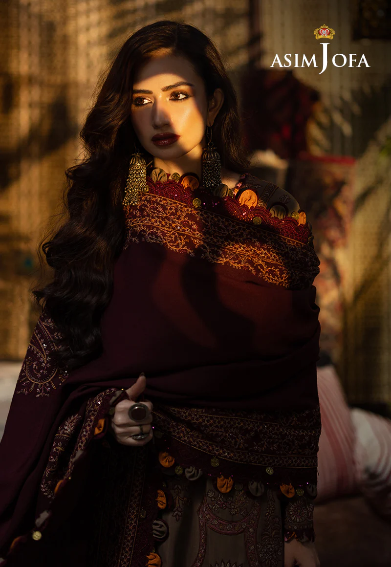 AJKT-11 EMBROIDERED SLUB RAW SILK 3 PCS - Image 10