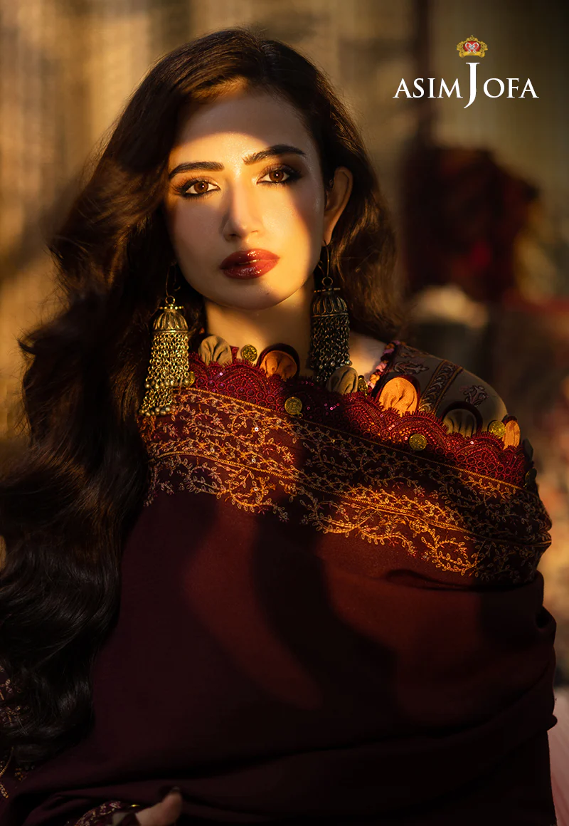 AJKT-11 EMBROIDERED SLUB RAW SILK 3 PCS - Image 11