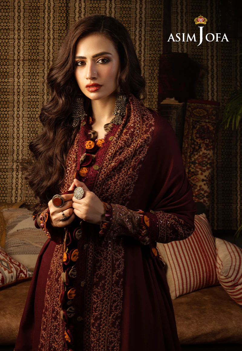 AJKT-11 EMBROIDERED SLUB RAW SILK 3 PCS - Image 13