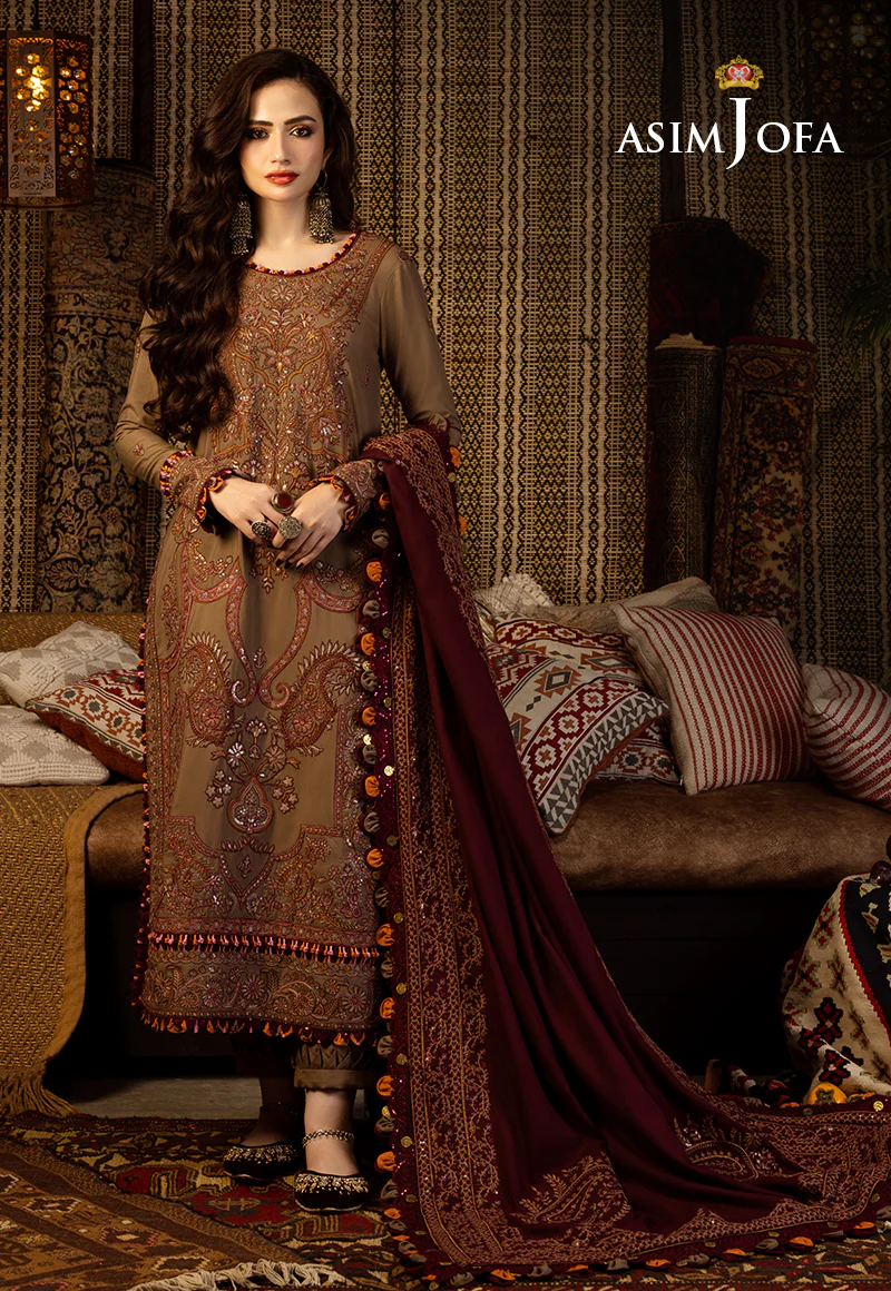 AJKT-11 EMBROIDERED SLUB RAW SILK 3 PCS - Image 8