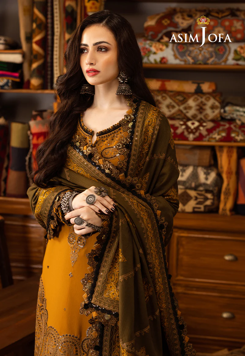 AJKT-12 EMBROIDERED SLUB RAW SILK 3 PCS - Image 13