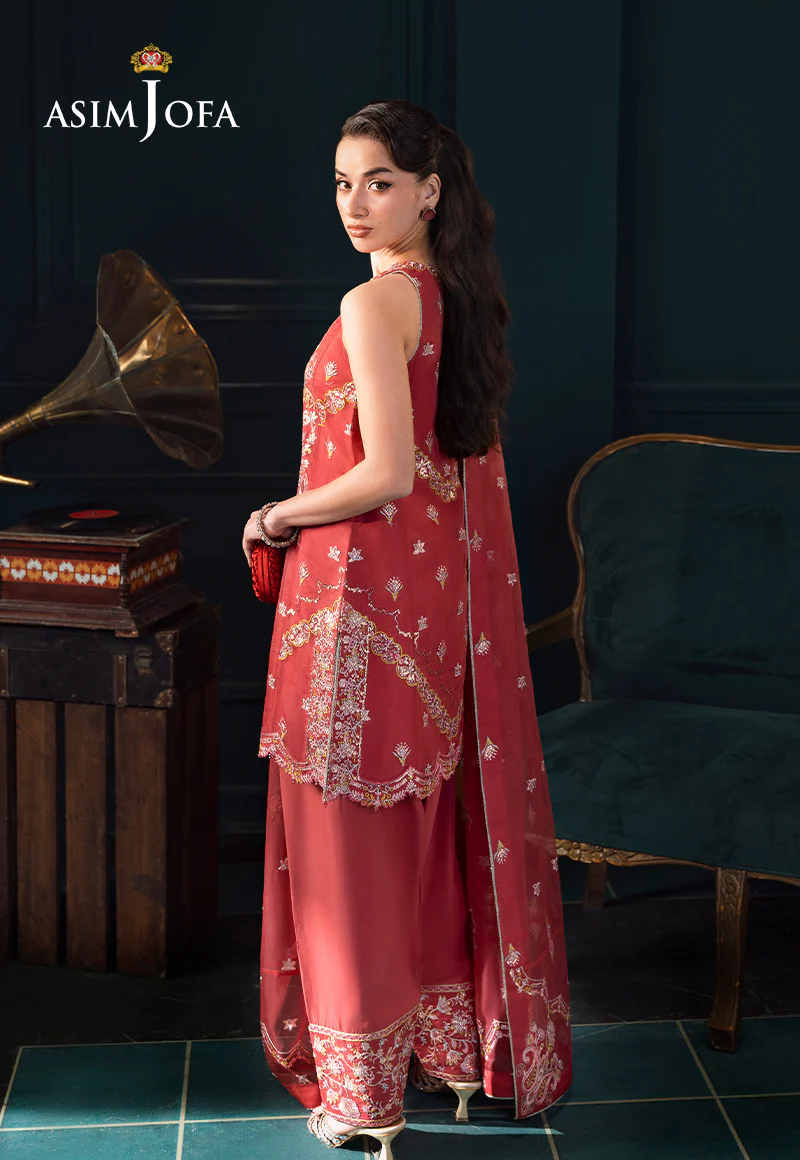 AJLFC-06 EMBROIDERED ORGANZA UNSTITCHED 3 PCS - Image 4