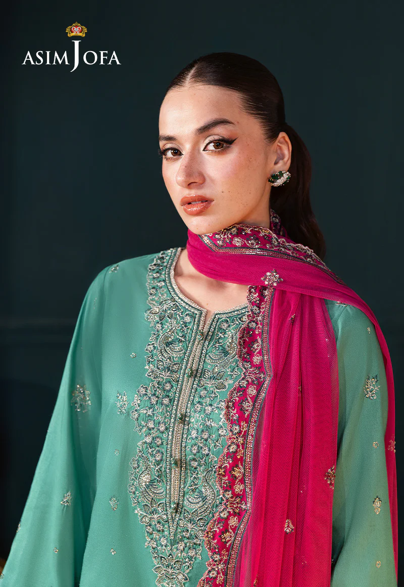 AJLFC-04 EMBROIDERED RAW SILK UNSTITCHED 3 PCS - Image 3