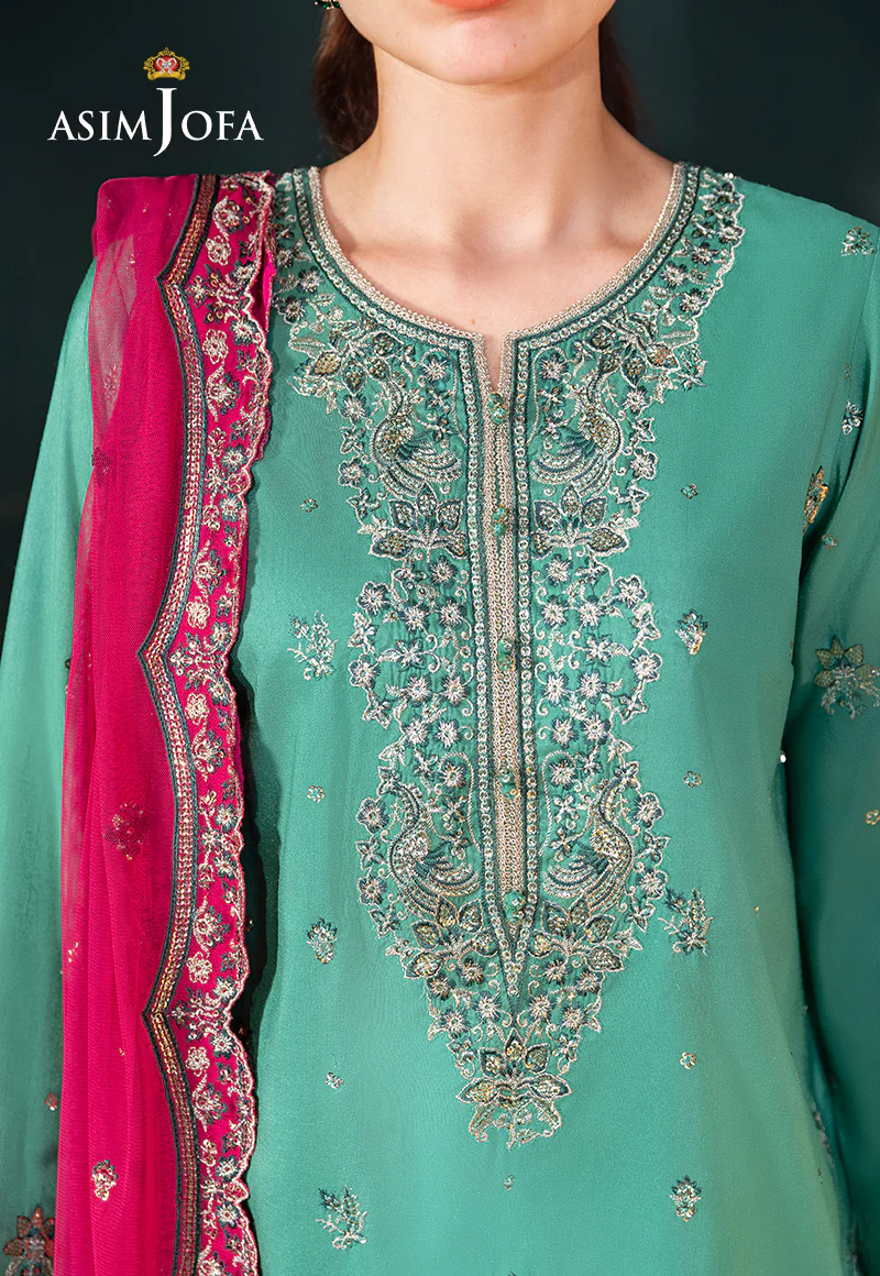 AJLFC-04 EMBROIDERED RAW SILK UNSTITCHED 3 PCS - Image 5