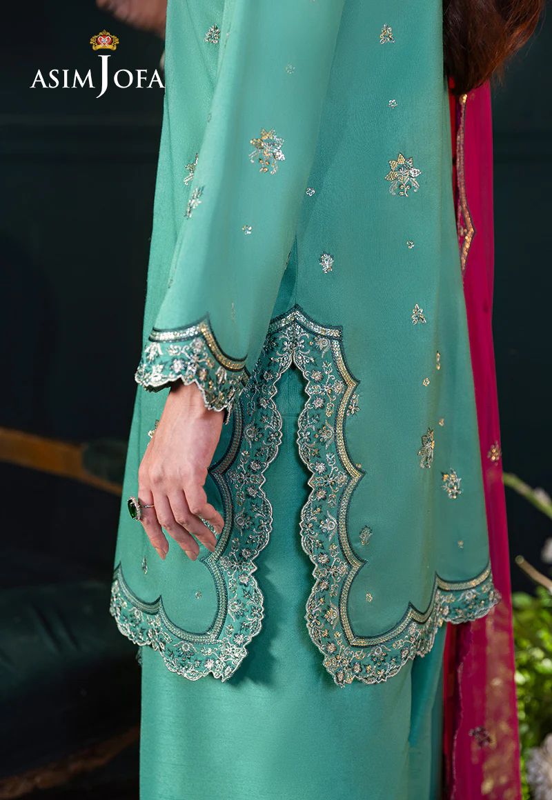 AJLFC-04 EMBROIDERED RAW SILK UNSTITCHED 3 PCS - Image 7