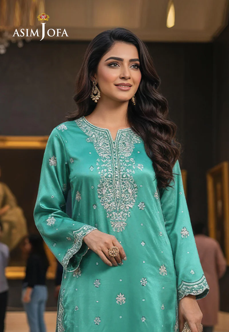 AJLFC-04 EMBROIDERED RAW SILK UNSTITCHED 3 PCS - Image 9