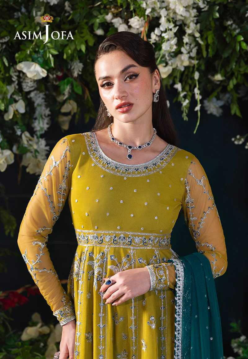 AJLFC-10 EMBROIDERED NET UNSTITCHED 3 PCS - Image 3