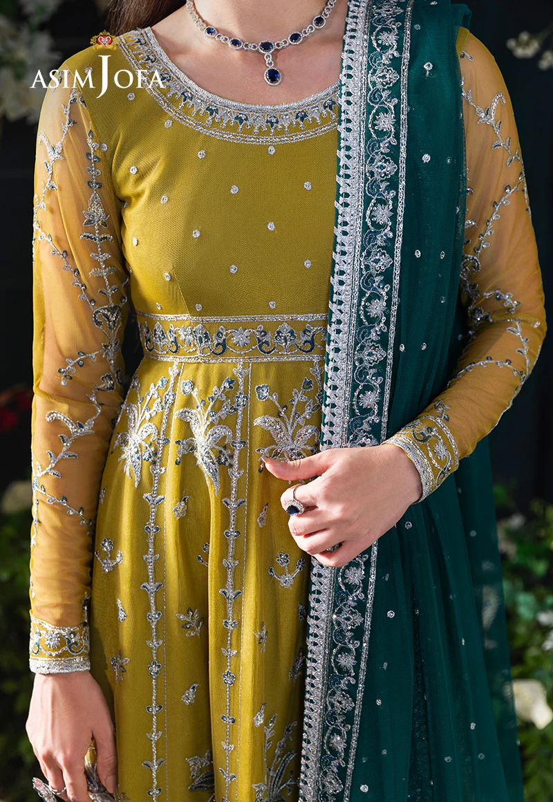AJLFC-10 EMBROIDERED NET UNSTITCHED 3 PCS - Image 6