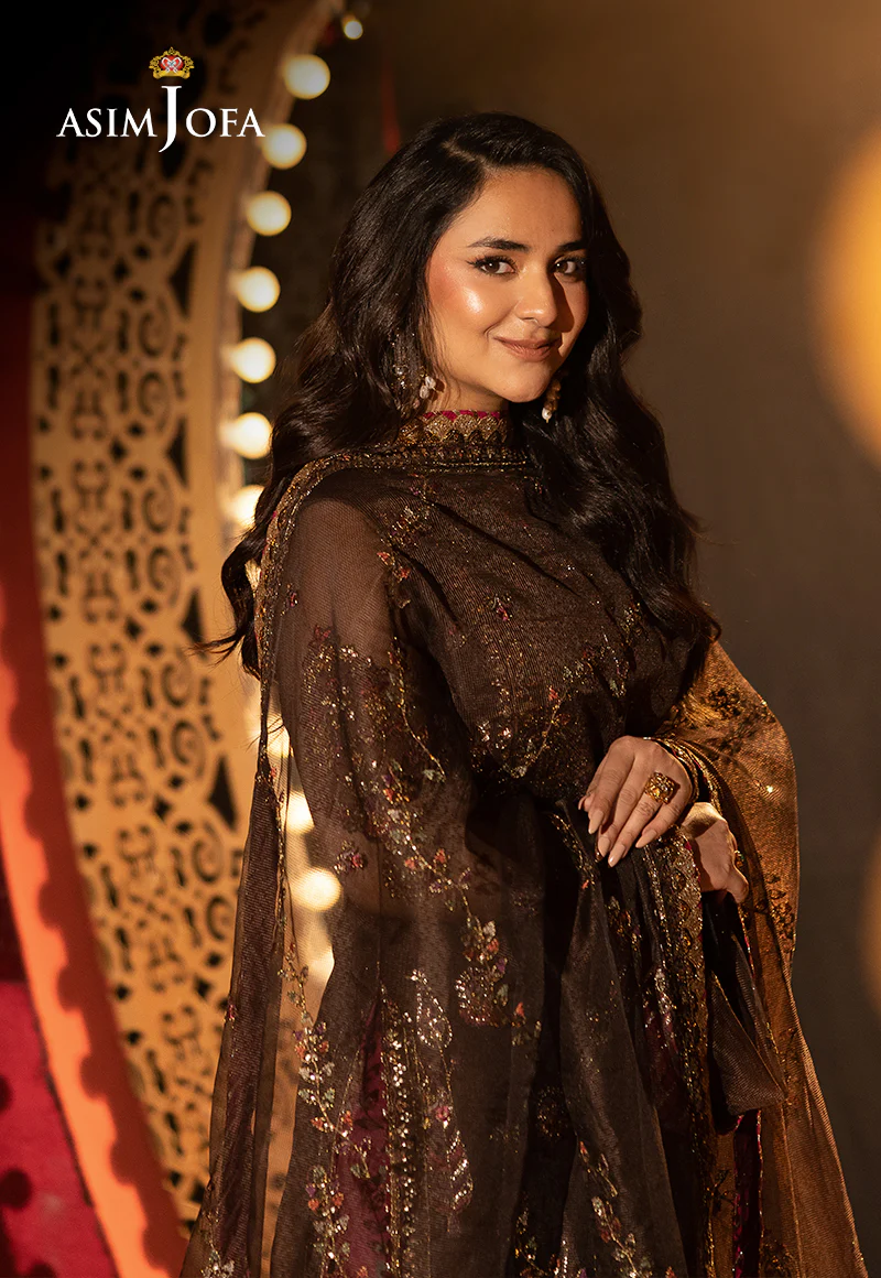 AJLFF-11 Embroidered Javeria Net 3 Pcs - Image 10