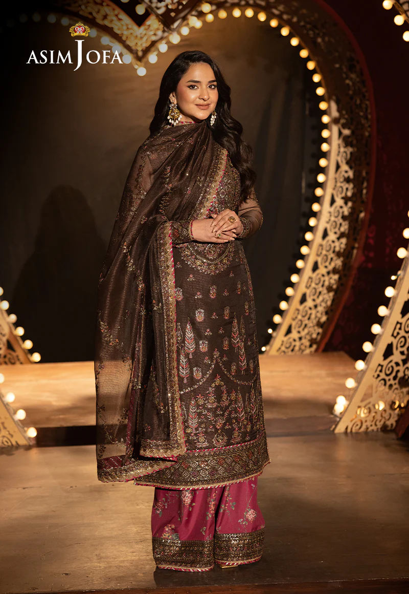 AJLFF-11 Embroidered Javeria Net 3 Pcs - Image 3