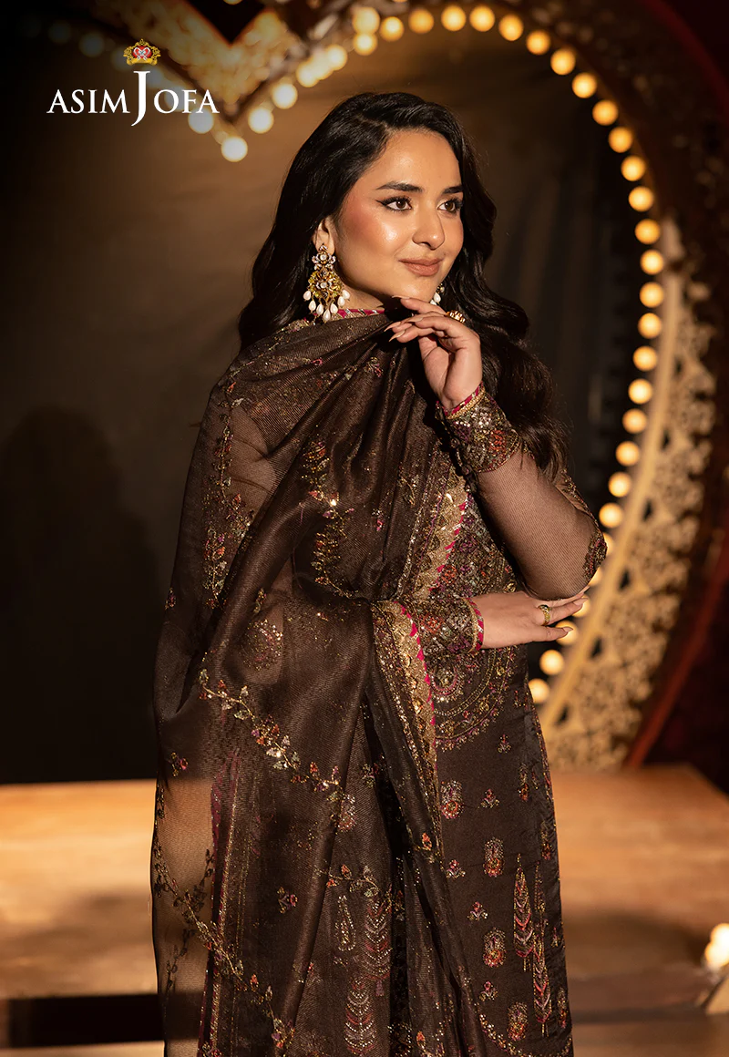AJLFF-11 Embroidered Javeria Net 3 Pcs - Image 4