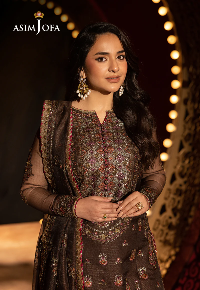 AJLFF-11 Embroidered Javeria Net 3 Pcs - Image 5