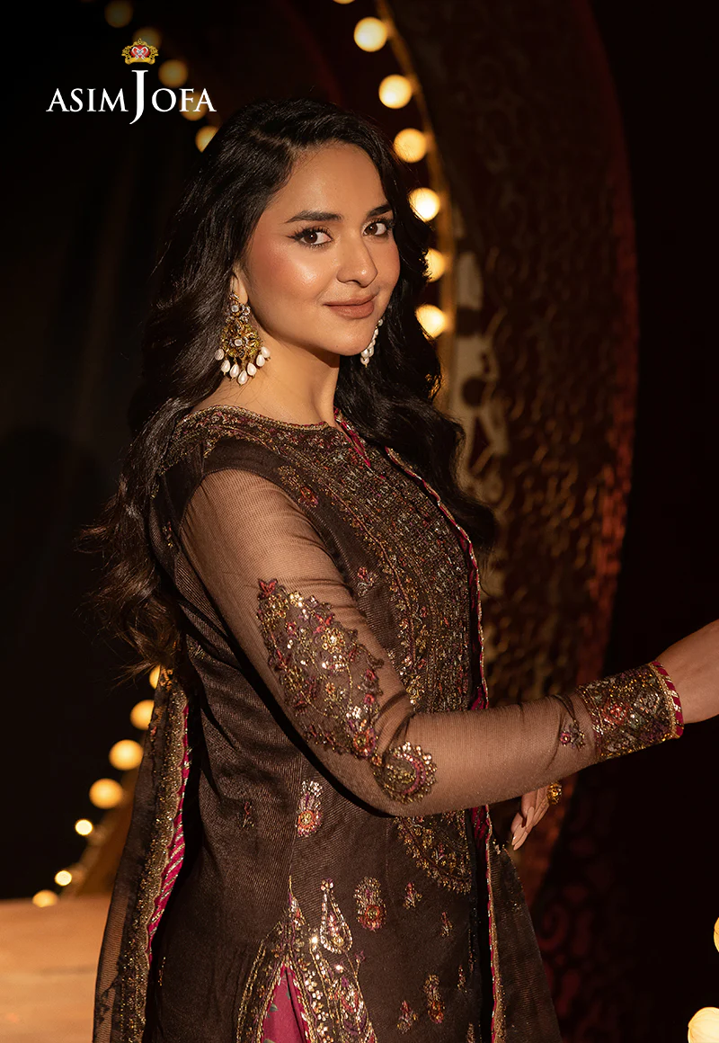 AJLFF-11 Embroidered Javeria Net 3 Pcs - Image 6