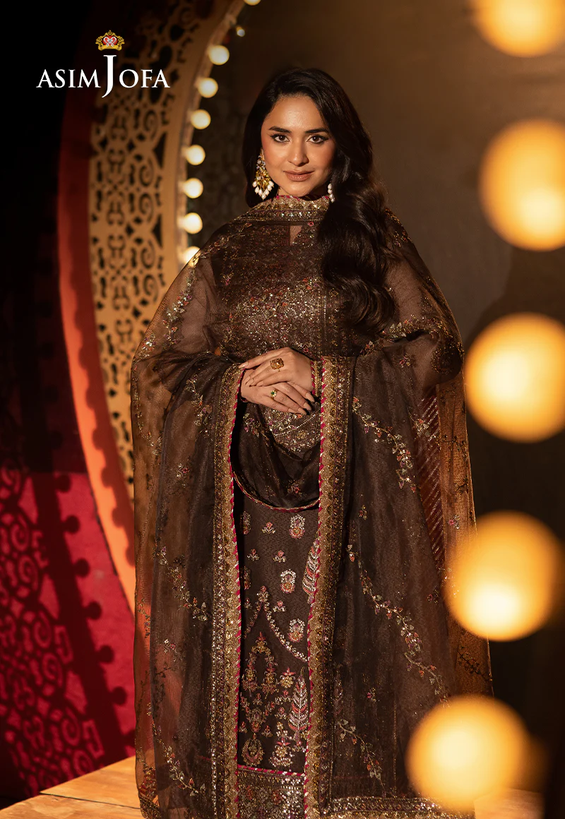 AJLFF-11 Embroidered Javeria Net 3 Pcs - Image 9