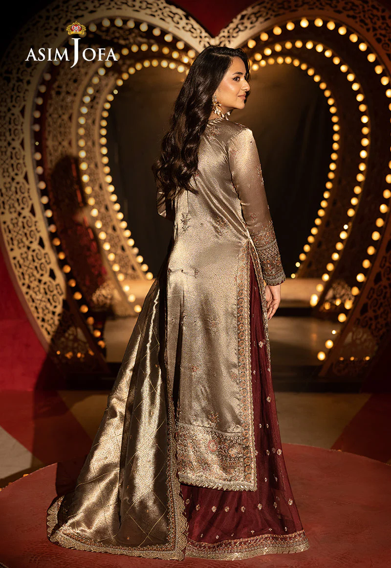 AJLFFD-09 Embroidered Zari Tissue Stitched 3PCS - Image 3