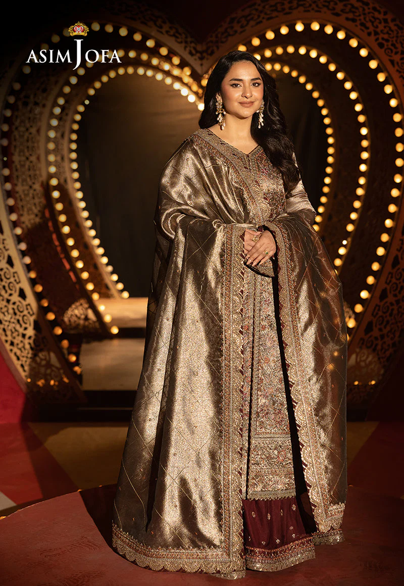 AJLFFD-09 Embroidered Zari Tissue Stitched 3PCS - Image 5