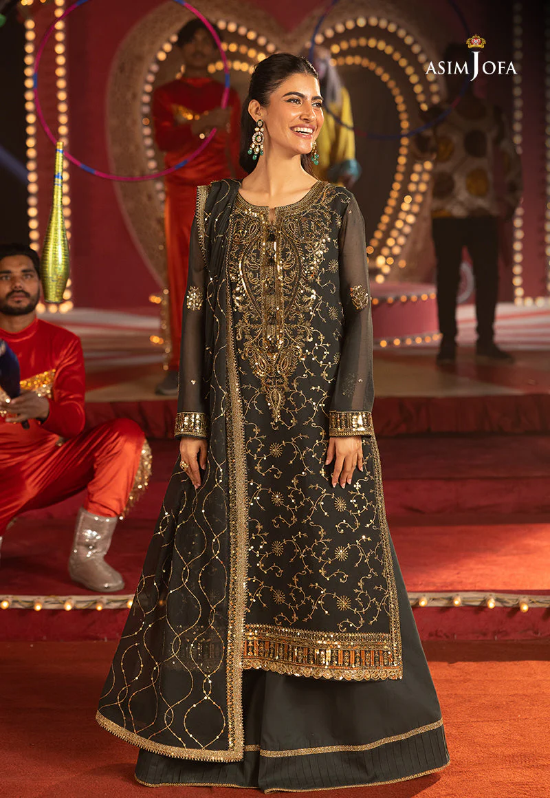 AJLLFD-02 Embroidered Chiffon Stitched 3PCS - Image 5