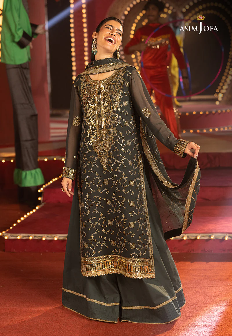 AJLLFD-02 Embroidered Chiffon Stitched 3PCS - Image 7
