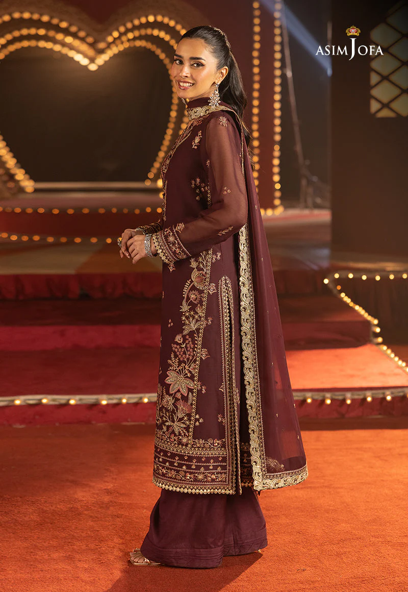 AJLLFD-04 Embroidered Chiffon Stitched 3PCS - Image 4