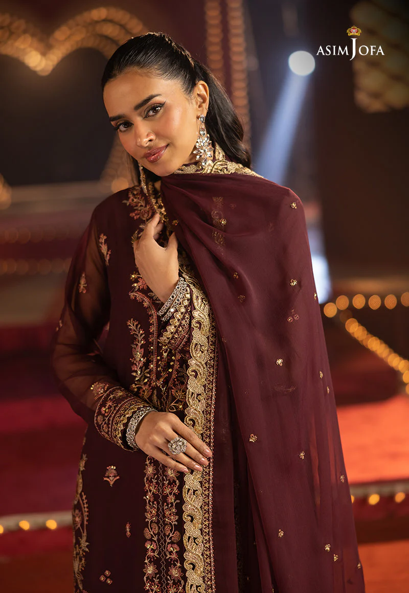 AJLLFD-04 Embroidered Chiffon Stitched 3PCS - Image 7