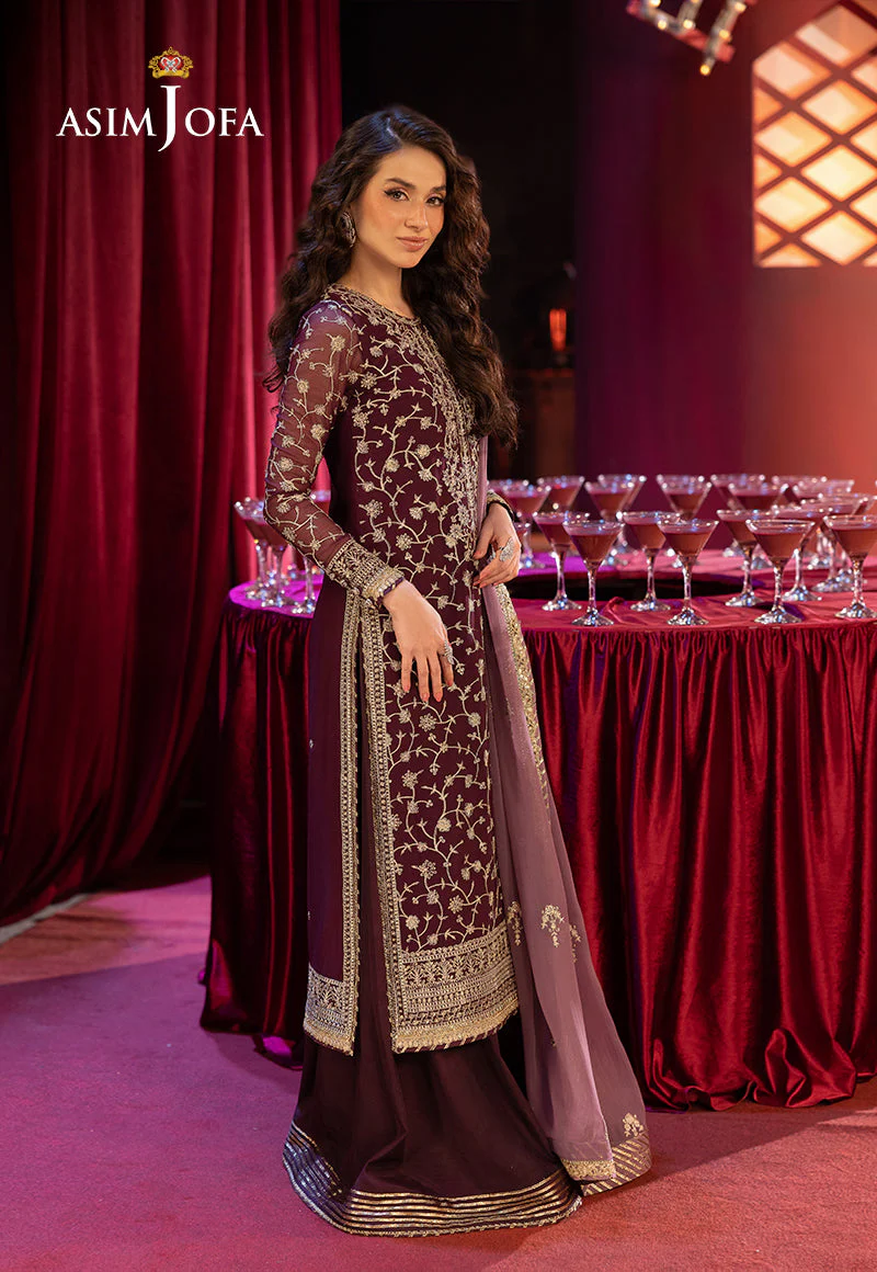 AJLLFD-11 Embroidered Chiffon Stitched 3PCS - Image 5