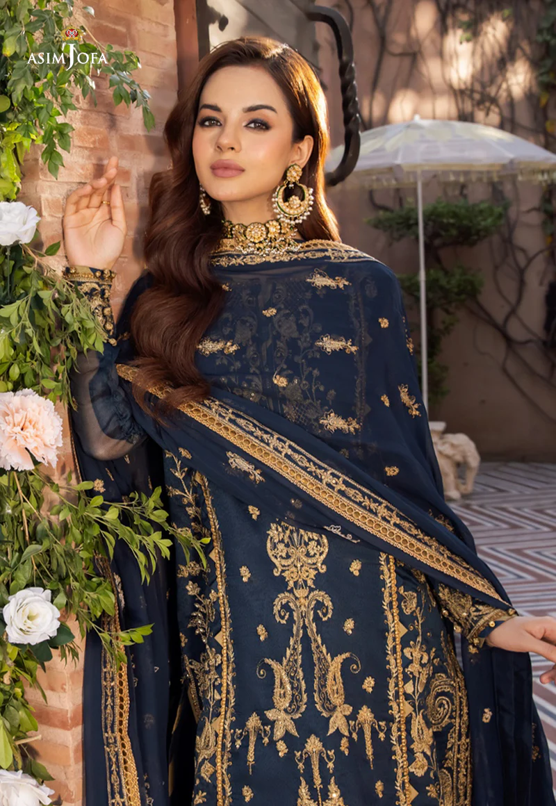 AJM-09 EMBROIDERED COTTON NET ORGANZA 3 PCS - Image 13